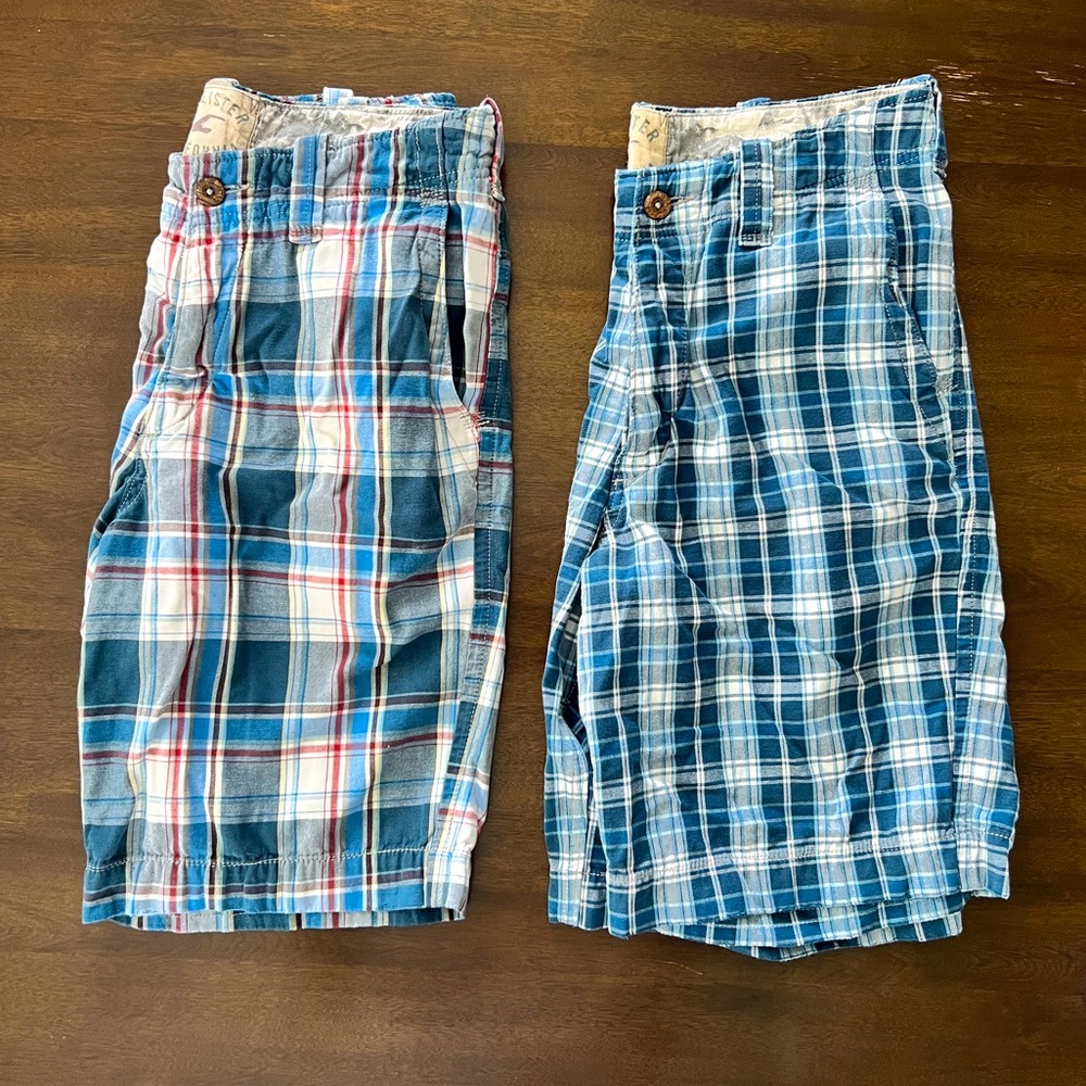2 Pair of Hollister Plaid Shorts size 32